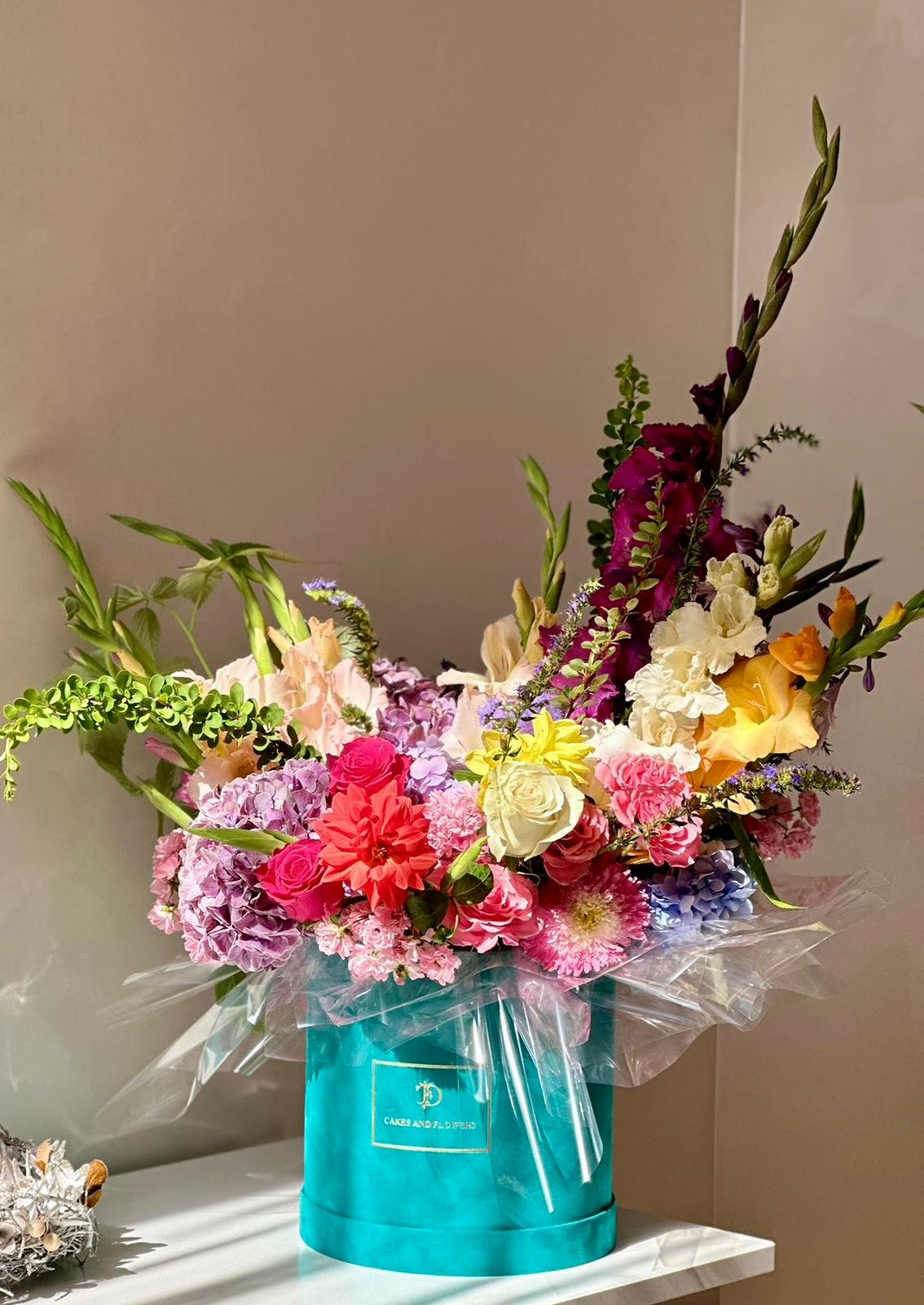 Velvet Dahlia & Gladioli Floral Box